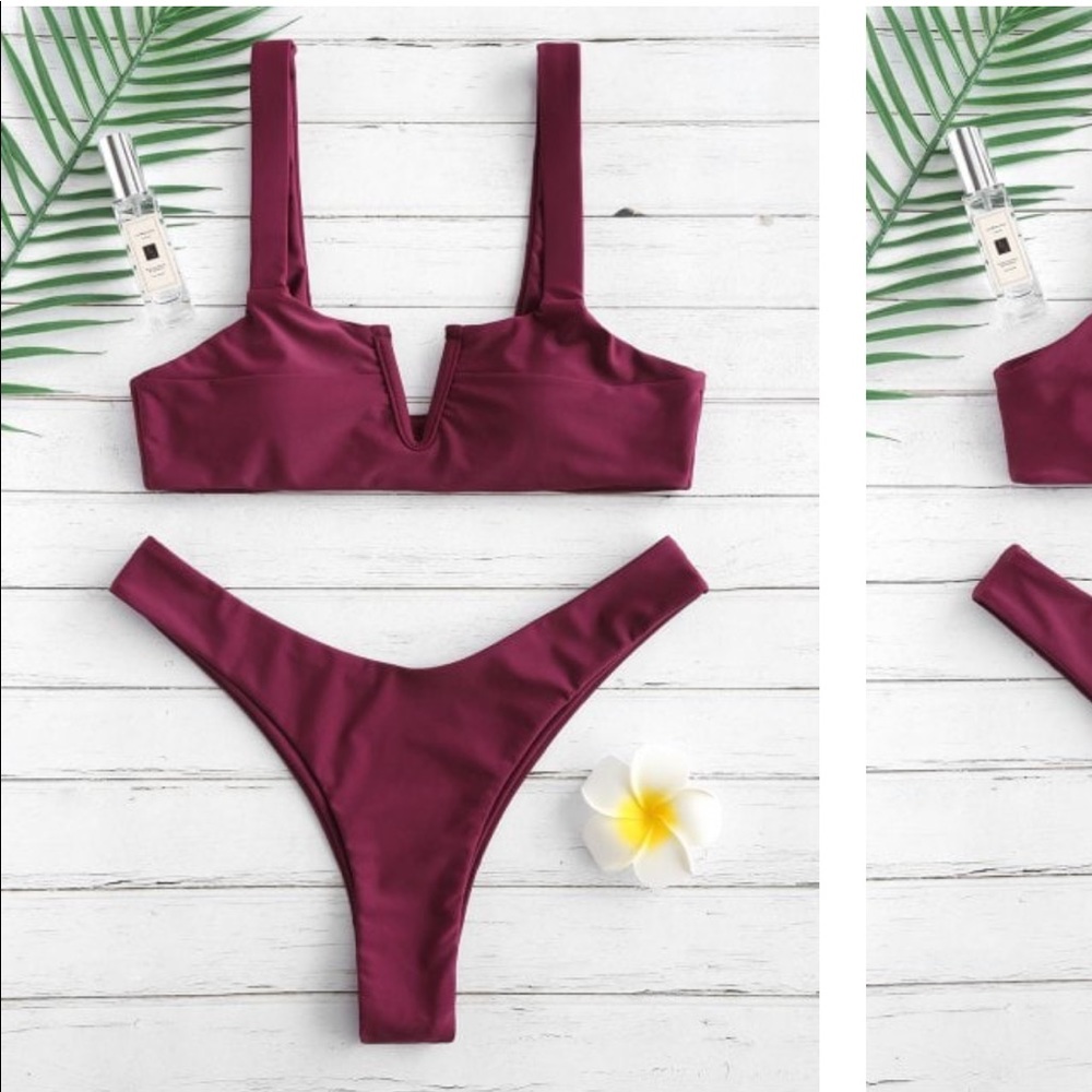 V Wired High Leg Bikini Set